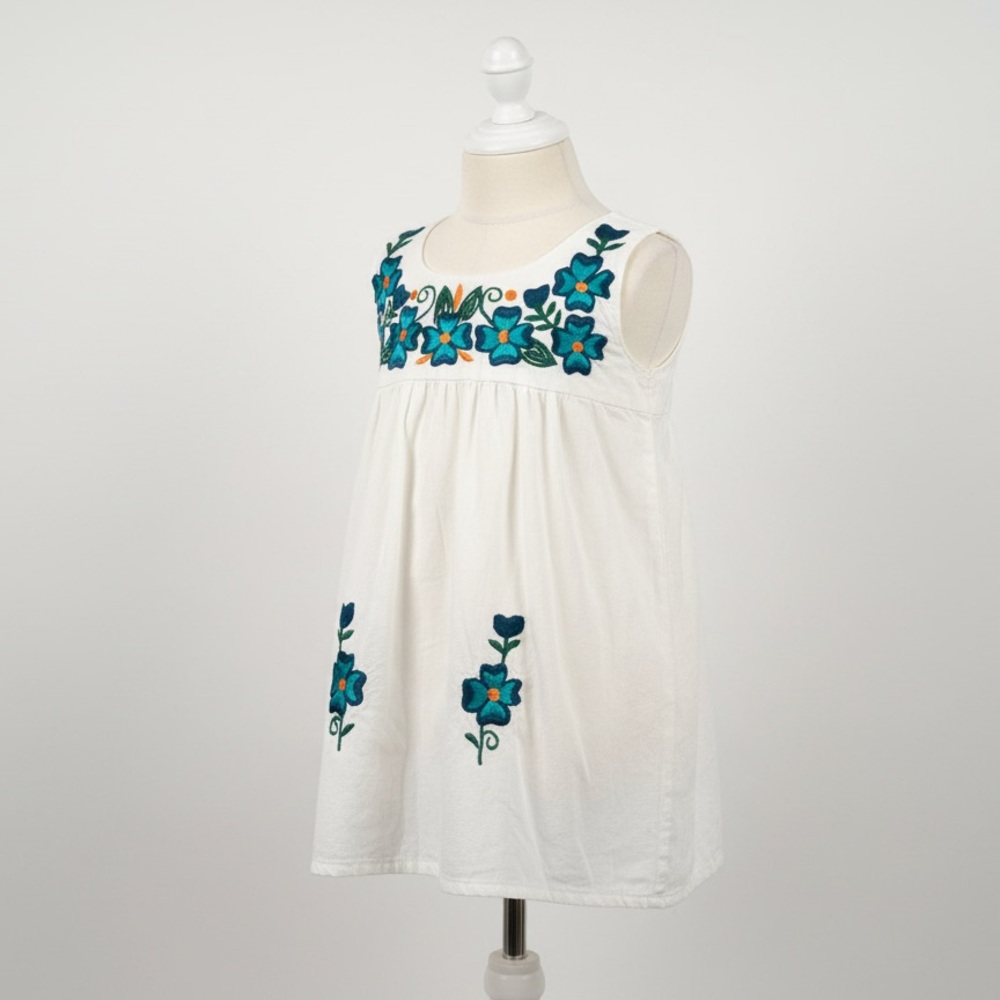 Authentic Handmade Mexican Embroidered Dress Top Girls Size 2t - 3t.